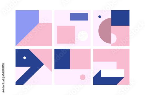 Vector Geometric Backgrounds set in blue pink colors