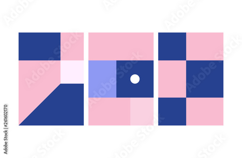 Vector Geometric Backgrounds set in blue pink colors