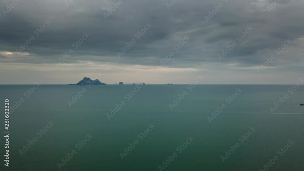 Aerial landscape with sea and stormy sky, Thailand, 4k Aerial landscape with sea and stormy sky, Thailand, 4k