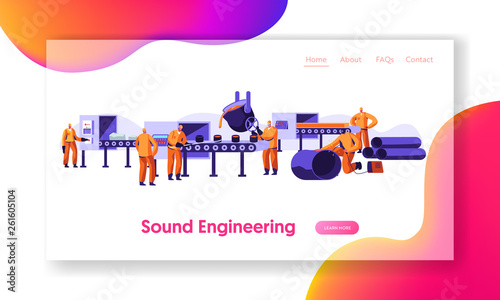 Metallurgy Industry Set. Ore Mining, Molten Steel Pouring in Form, Pipe Production Factory Workshop. Steel Working Process. Website Landing Page, Web Page. Cartoon Flat Vector Illustration, Banner