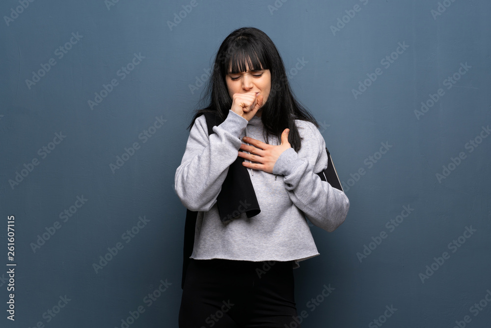 Young sport woman is suffering with cough and feeling bad Young sport woman is suffering with cough and feeling bad