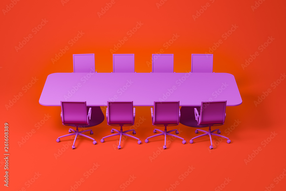 Purple meeting room furniture set on red Purple meeting room furniture set on red