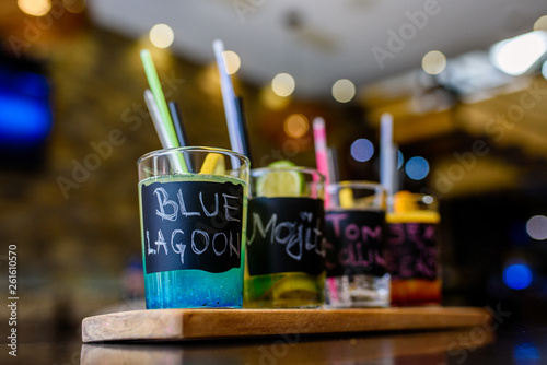 Cocktail Drinks On a Wooden Board