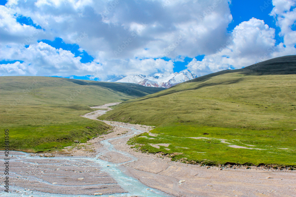 The steppes of Kyrgyzstan at the foot of the Tien Shan The steppes of Kyrgyzstan at the foot of the Tien Shan