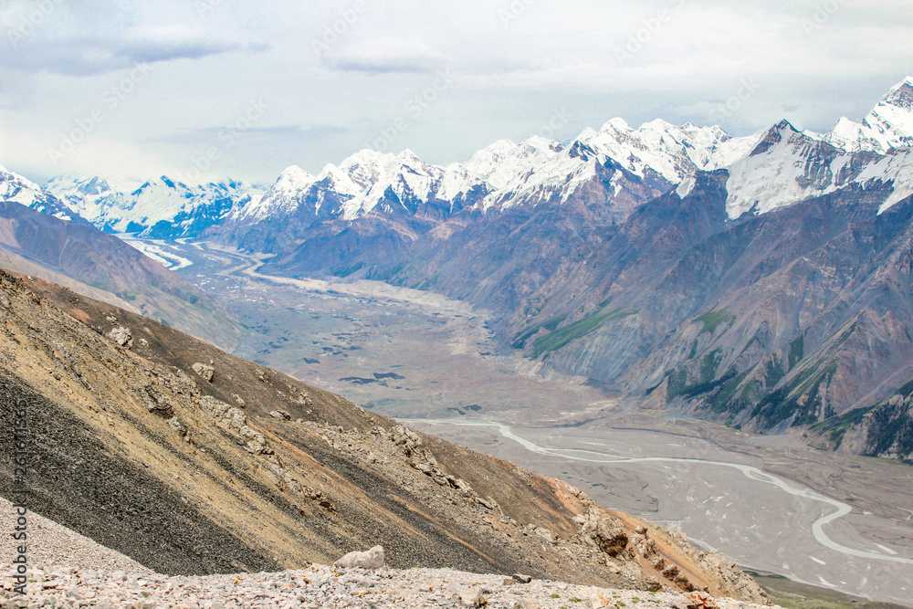 Five thousand of the Tien Shan mountains and the Inylchek glacier Five thousand of the Tien Shan mountains and the Inylchek glacier
