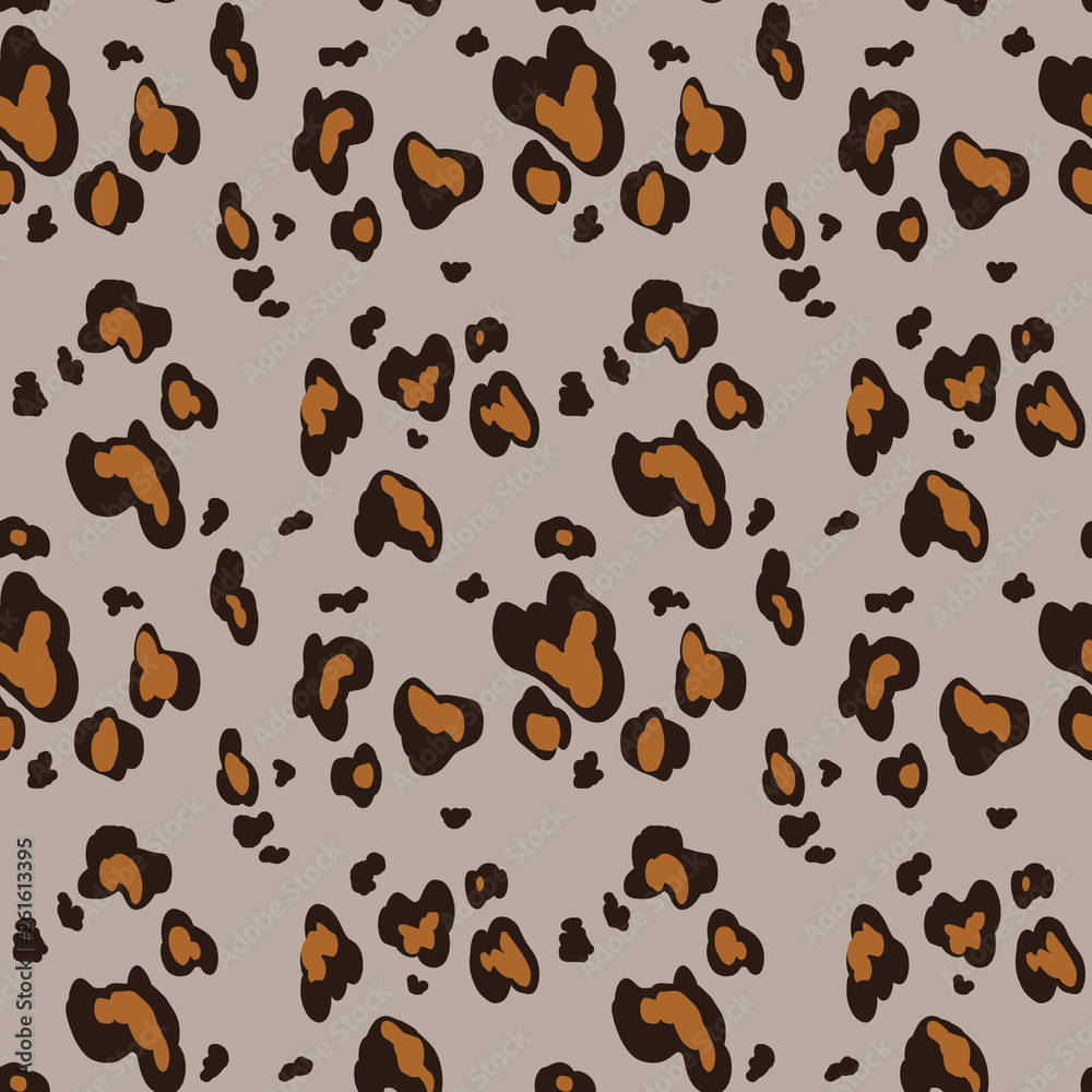 Leopard skin seamless pattern on gray background. Animal print. Graphic ornament Leopard skin seamless pattern on gray background. Animal print. Graphic ornament