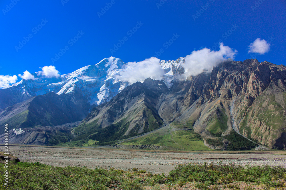 Five thousand of the Tien Shan mountains and the  Inylchek glacier