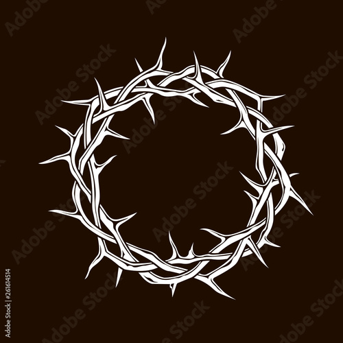 Slika na platnu white crown of thorns image isolated on black background