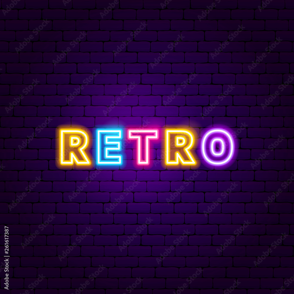 Retro Text Neon Label Retro Text Neon Label