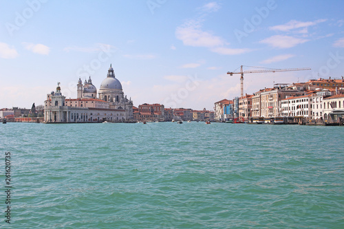 Venice Venezia Italy 2019 march city view from ship. Renaissance Buildings in sea