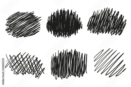 Hand drawn wavy lines on white. Stroke chaotic patterns. Black and white illustration. Sketchy elements