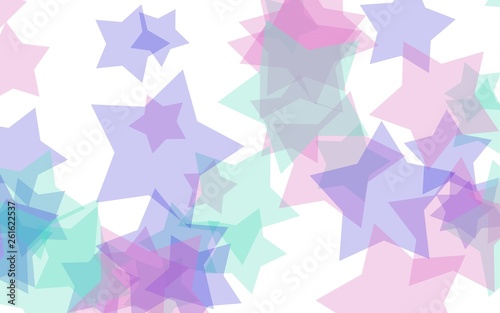 Multicolored translucent stars on a white background. Red tones. 3D illustration