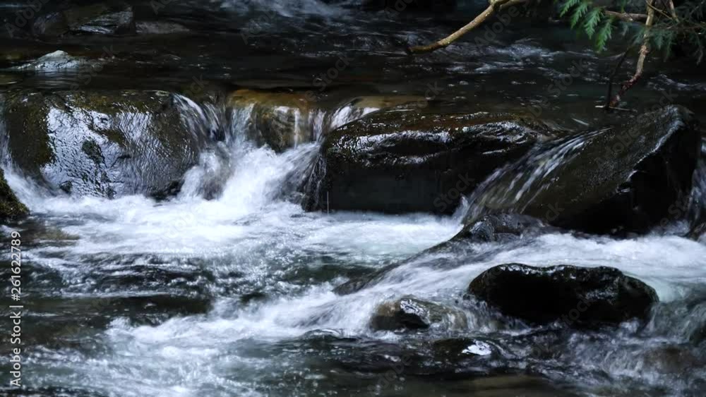 Fast moving water down stream across rocks Fast moving water down stream across rocks
