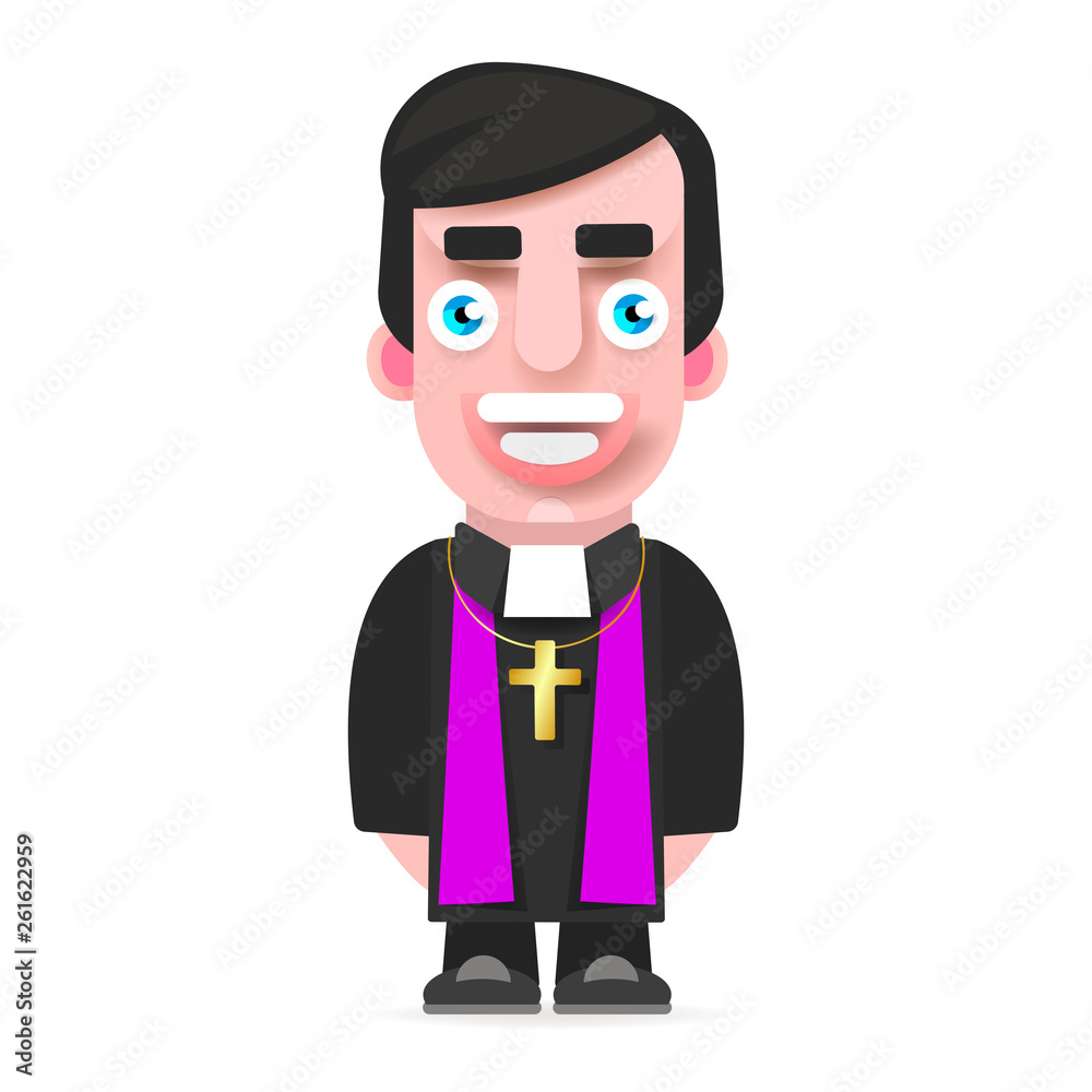 Illustration Of A Priest Icon Flat Design. Cartoon Illustration Illustration Of A Priest Icon Flat Design. Cartoon Illustration
