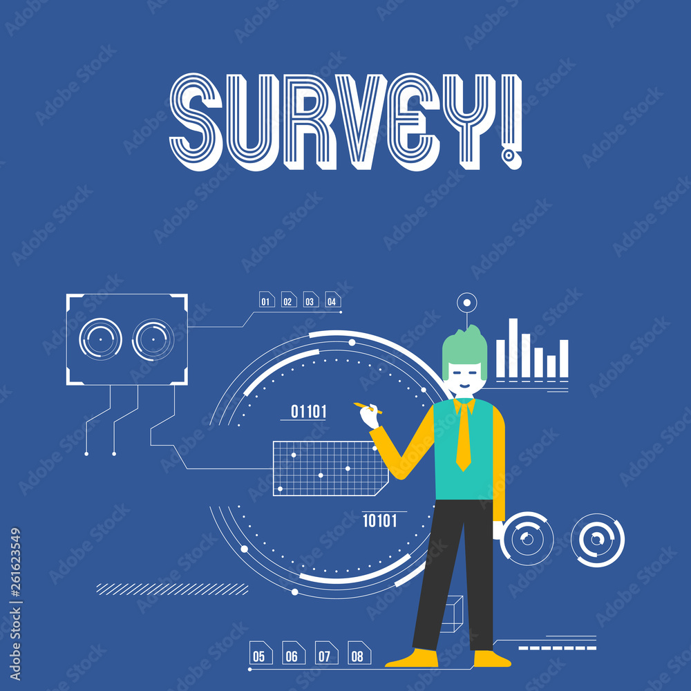 Handwriting text Survey. Conceptual photo research method used for collecting data from a predefined group Man Standing Holding Pen Pointing to Chart Diagram with SEO Process Icons Handwriting text Survey. Conceptual photo research method used for collecting data from a predefined group Man Standing Holding Pen Pointing to Chart Diagram with SEO Process Icons