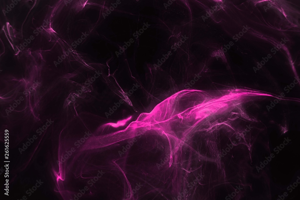 Pink alcohol ink texture with abstract washes and paint stains on the black paper background. Pink alcohol ink texture with abstract washes and paint stains on the black paper background.