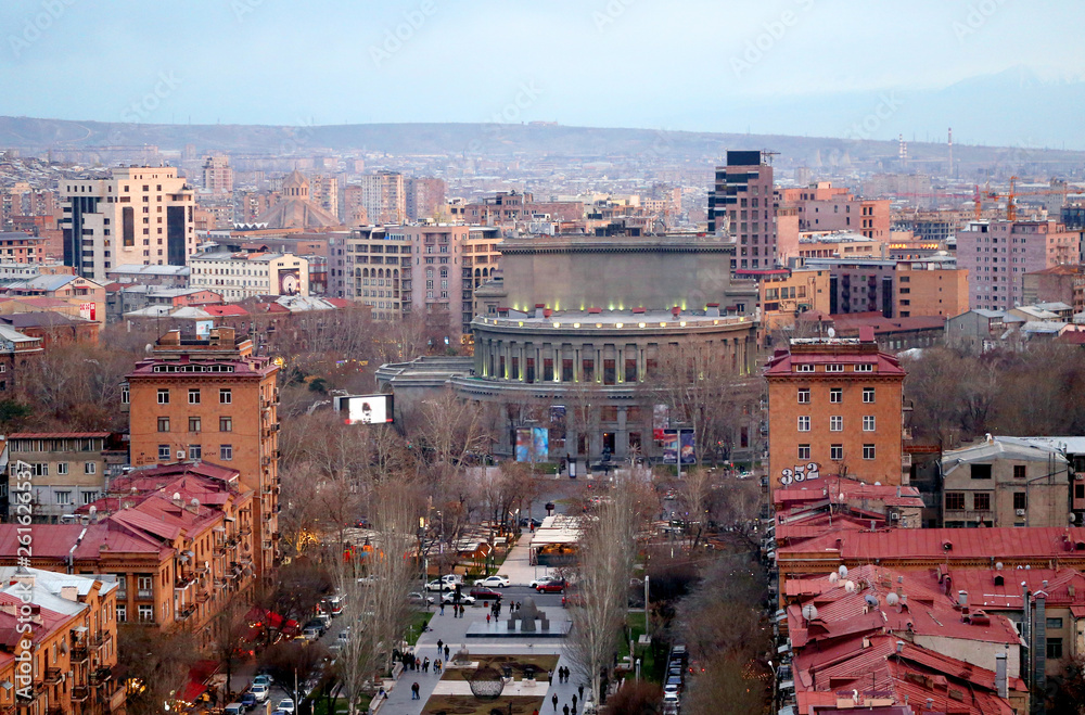 Beautiful city of Yerevan in Armenia photographed