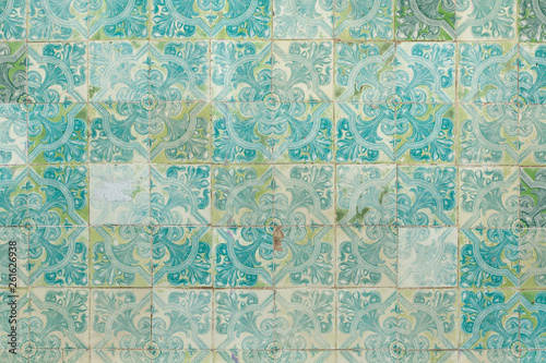 Traditional Portuguese azulejo tiles. Background texture.
