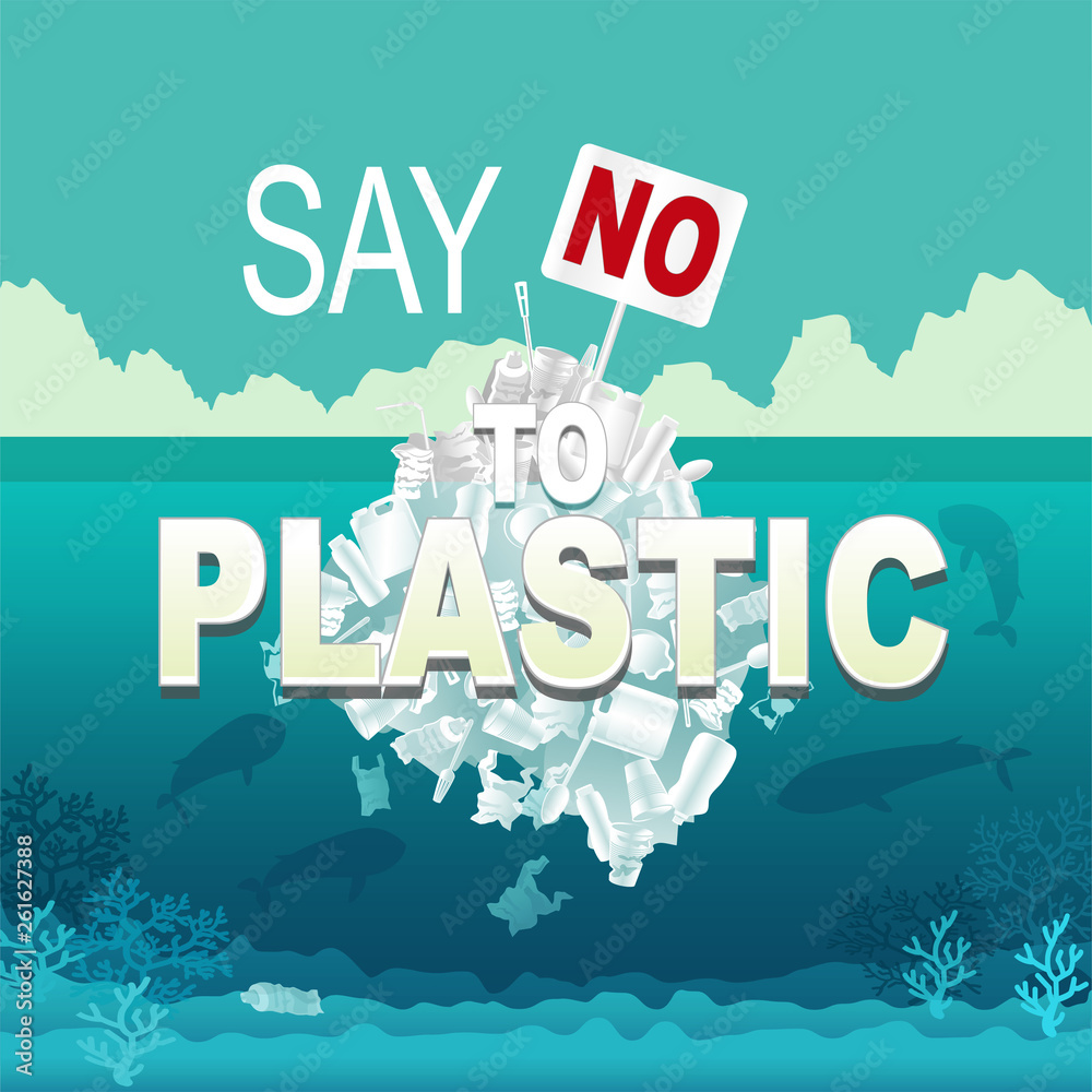 Say no plastic. Рlastic ocean pollution concept. Earth Day concept