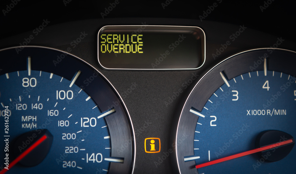 Vehicle service overdue warning message 