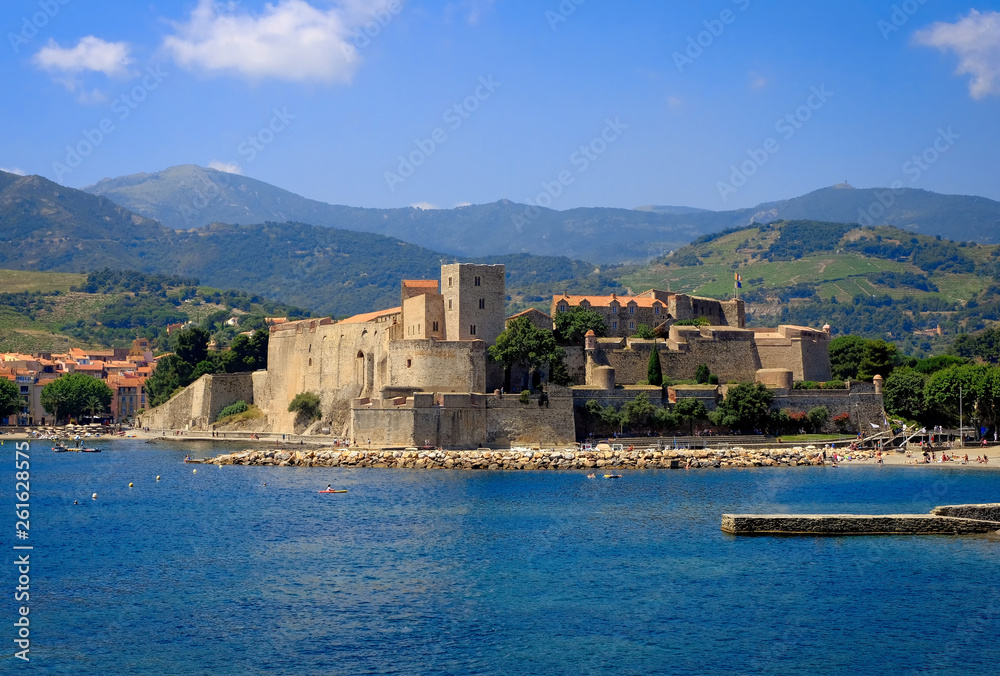 a view of the castle of Collioure, France, Europe a view of the castle of Collioure, France, Europe