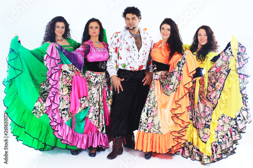 group portrait of a Gypsy dance group.i
