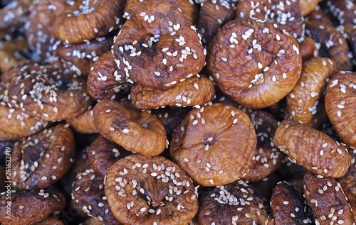 Delicious dried figs at a food market