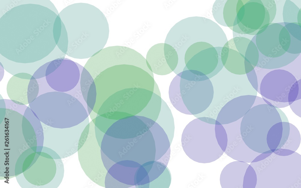 Multicolored translucent circles on a white background. Green tones. 3D illustration Multicolored translucent circles on a white background. Green tones. 3D illustration