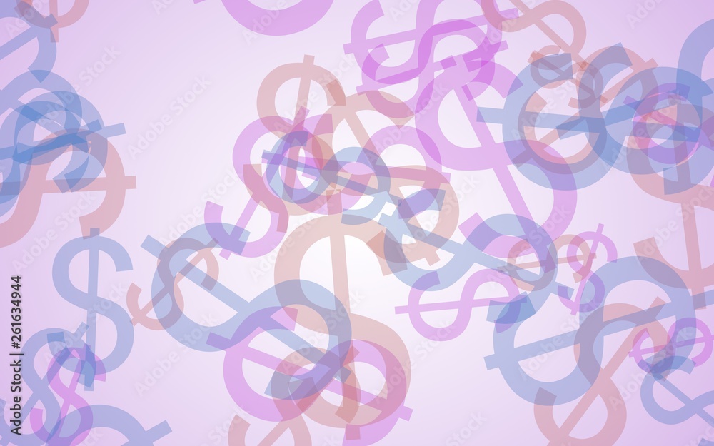 Multicolored translucent dollar signs on white background. Red tones. 3D illustration Multicolored translucent dollar signs on white background. Red tones. 3D illustration