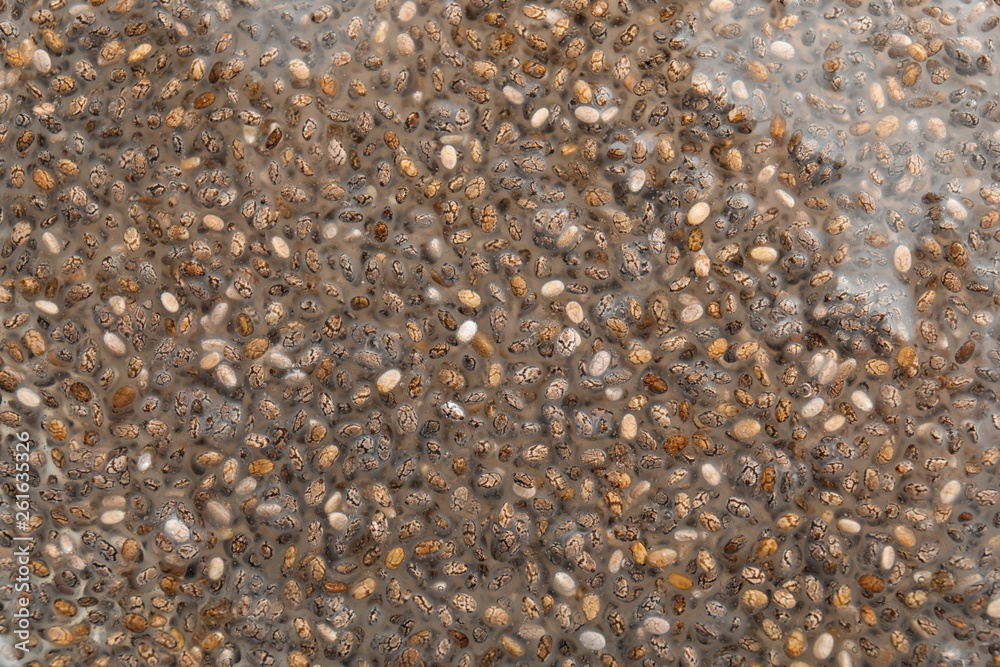 Chia seeds in water as background, closeup Chia seeds in water as background, closeup