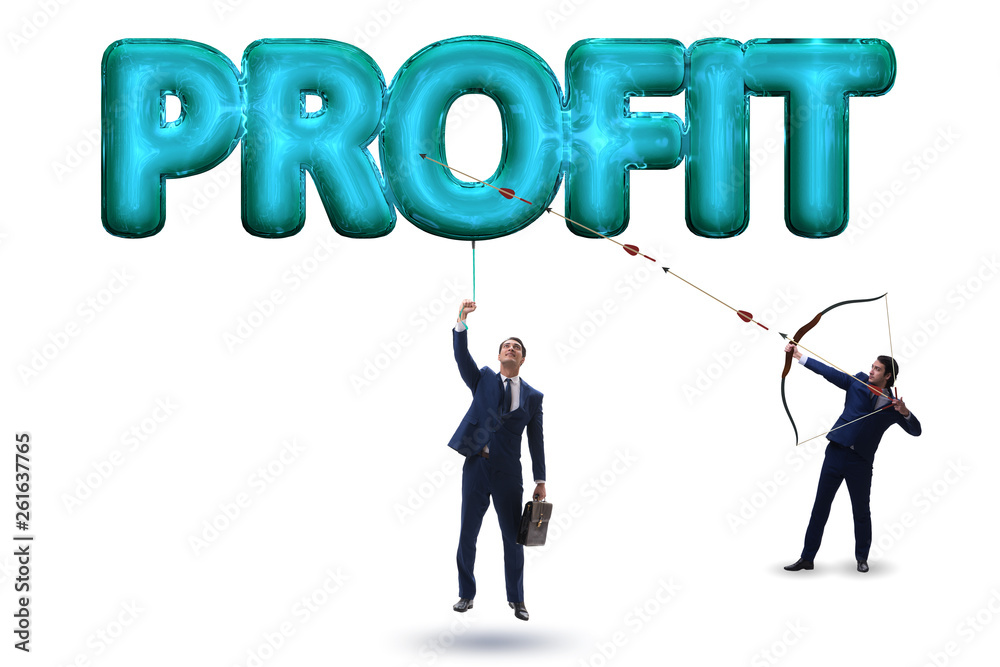Profit concept with businessman on white Profit concept with businessman on white