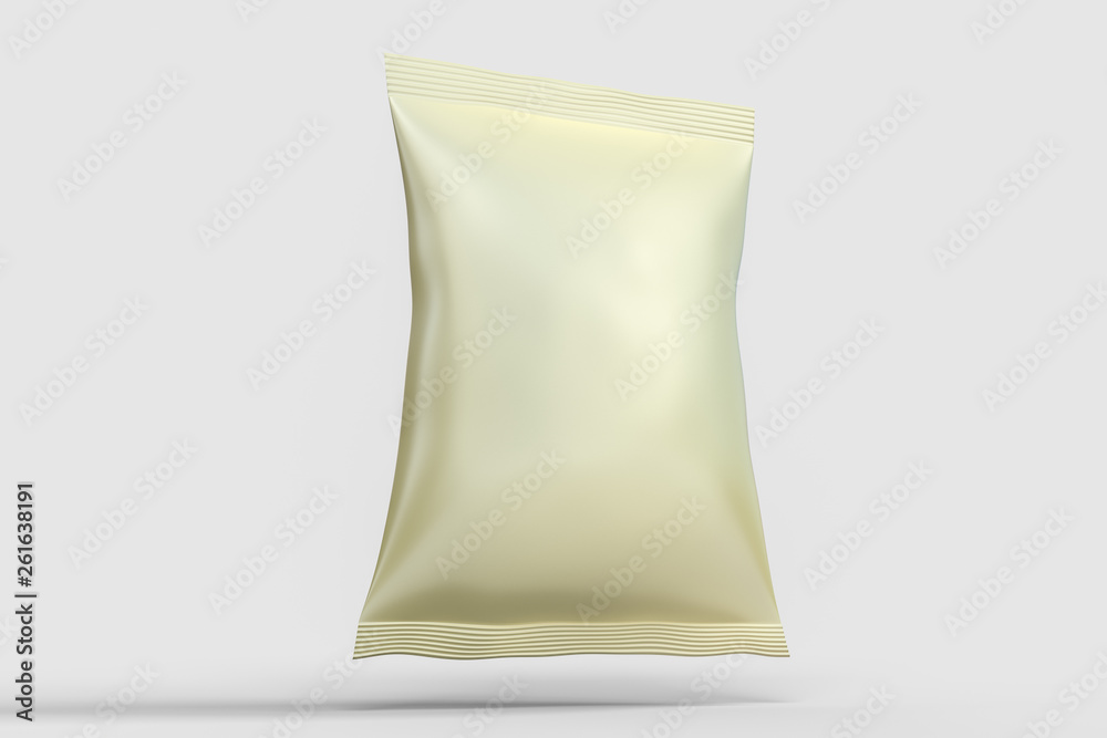 3d rendering, white packing bags with white background 3d rendering, white packing bags with white background