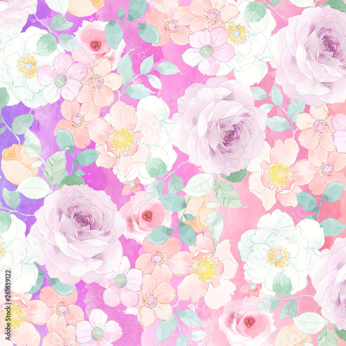 Beautiful watercolor rose peony flower