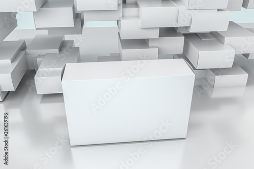 3d rendering  white packing boxes with white background