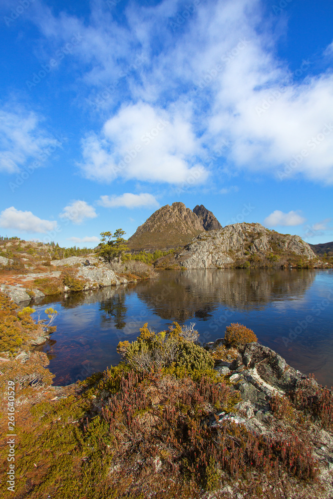 Cradle Mountain from the Twisted Lakes with Reflection, Cradle Mountain National Park, Tasmania, Australia