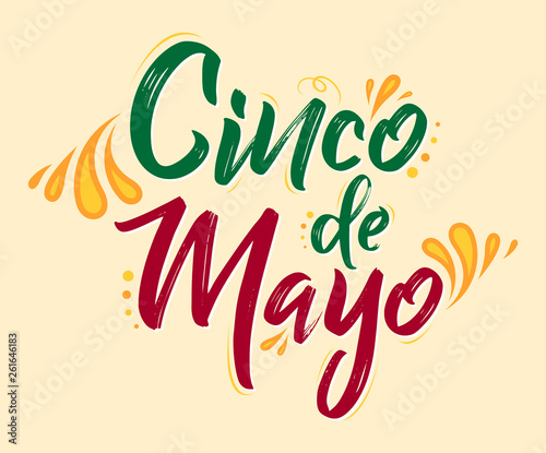 Cinco de Mayo, Traditional Mexican Holiday, lettering vector illustration