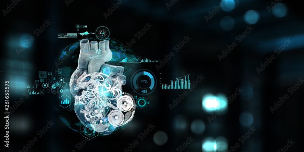 Anatomic heart made with steel gears and mechanic parts Anatomic heart made with steel gears and mechanic parts