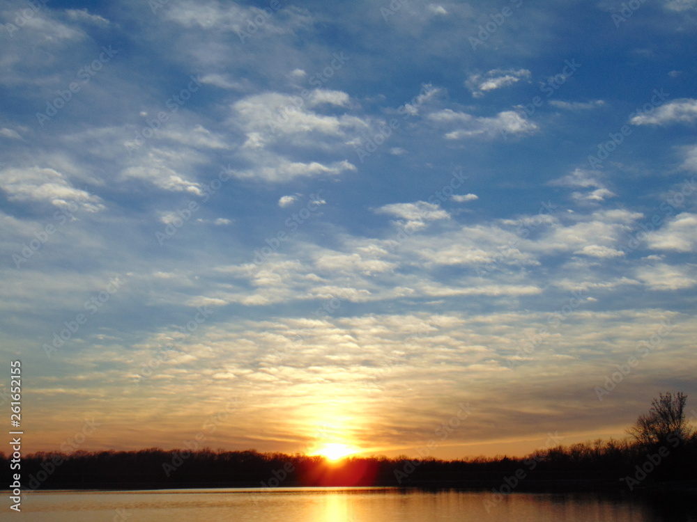 sunset over lake