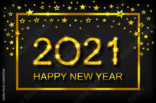 Happy New Year 2021 - greeting card, flyer, invitation - vector