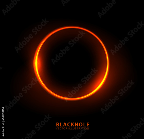 Vector illustration of solar Eclipse. Blackhole. space concept. 