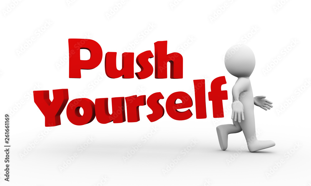 3d man walking push yourself 3d man walking push yourself