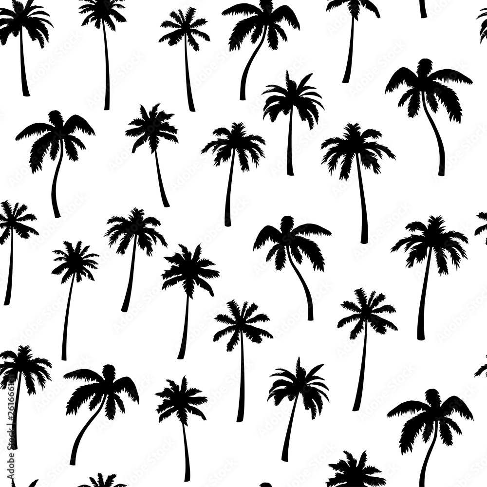 Seamless pattern, vector palm tree.