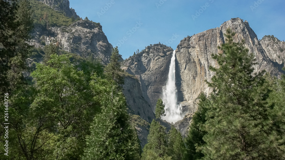 the top section of yosemite falls during spring runoff