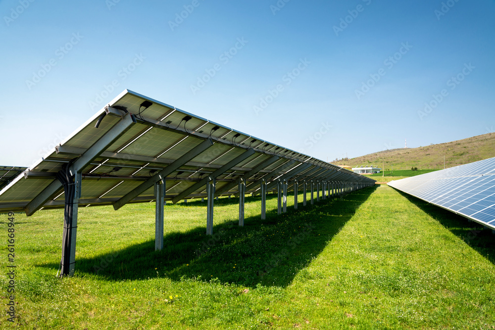 Back side of a solar panel, photovoltaic, alternative electricity source - concept of sustainable resources