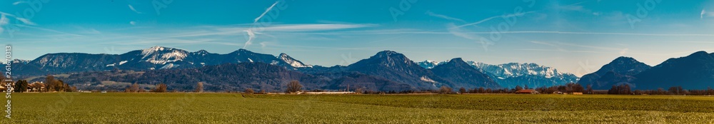 Fototapeta premium High resolution stitched alpine panorama near Rosenheim-Bavaria-Germany