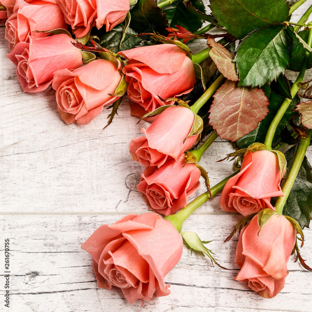 Big bouquet of roses on wooden background Big bouquet of roses on wooden background