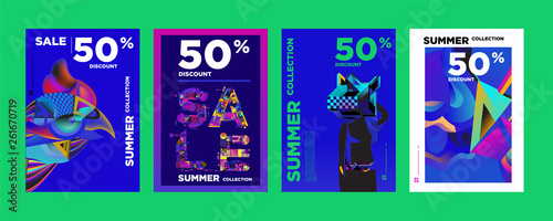 Vector Summer sale 50  discount poster design template for fashion music game  and travel