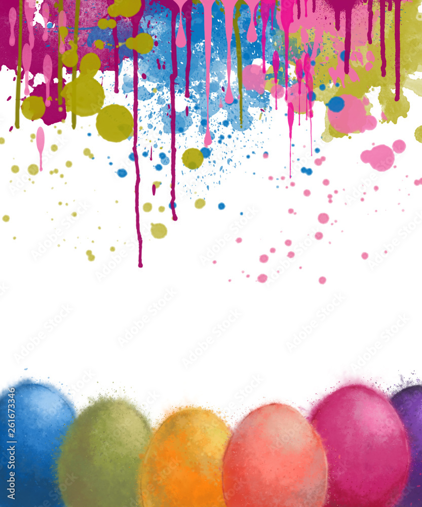 Easter Eggs and Color Drips Design for Greeting Card, Invitation, Poster, Banner etc.