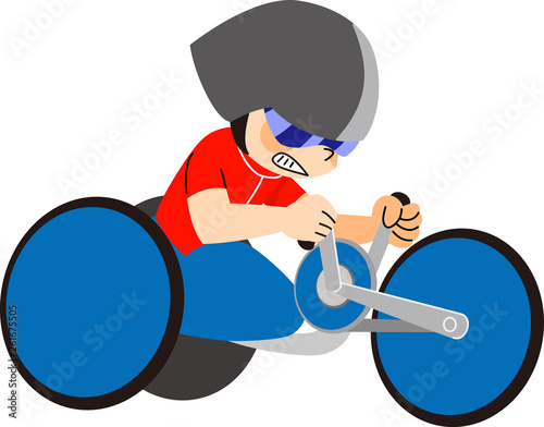 障害者スポーツ　手漕ぎ自転車を漕ぐ男性