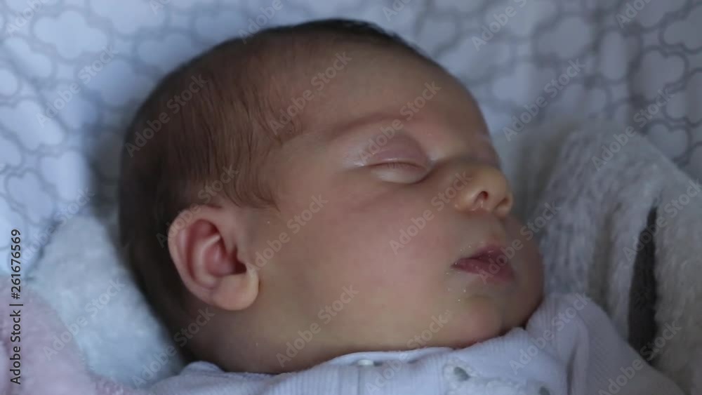 Newborn Cute Baby Girl, Infant, Sleeping on the white bed, New family concept, The most Beautiful Baby Princesse Newborn Cute Baby Girl, Infant, Sleeping on the white bed, New family concept, The most Beautiful Baby Princesse